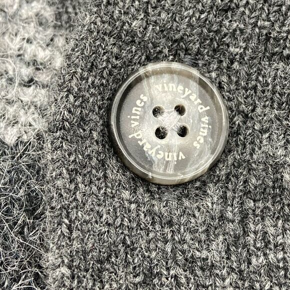 NWT Vineyard Vines Luxury Blend Buffalo Check V-Neck Charcoal Heather Cardigan L - Picture 8 of 12